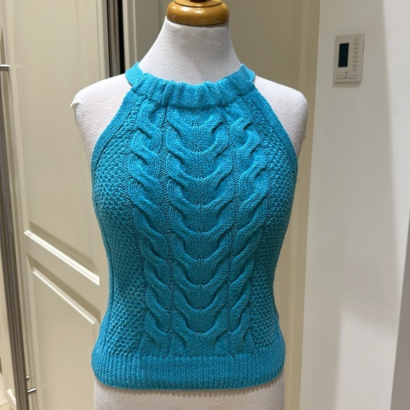 Pilcro Turquoise Cable knit halter top sweater - Picture 8 of 11